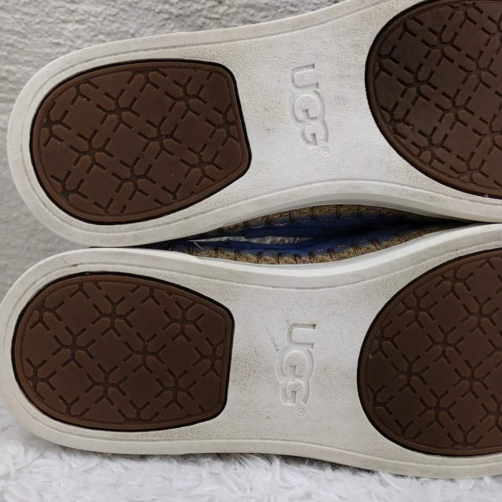 Ugg Australia Caleel Blue Leather Upper Round Toe Espadrille Slip On Mule Shoe - Picture 9 of 16